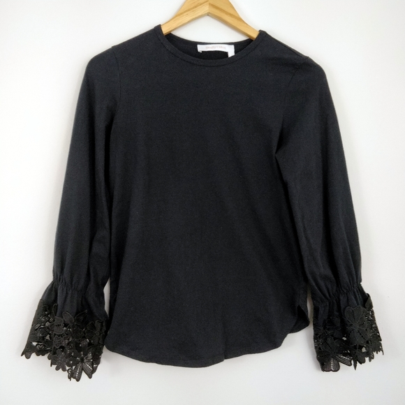 See by Chloe Black Lace Trimmed Blouse XS - Picture 2 of 8